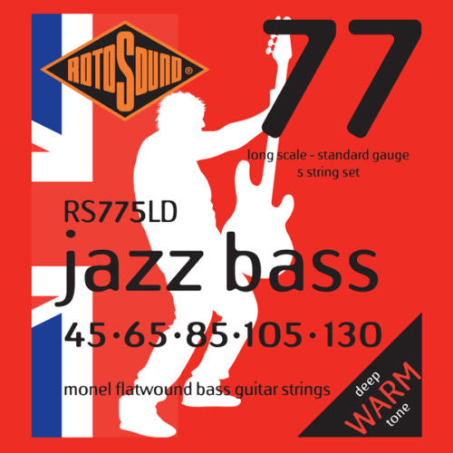 Rotosound RS775LD Jazz Bass 77 Standard Gauge Monel Flatwound 5-String Bass String Set | 45-130