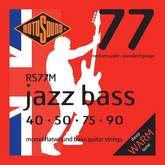 Rotosound Cuerdas para bajo eléctrico JAZZ 77 MONEL FLATWOUND 4-Cuerdas RS77S FLATW SHORT SCALE Rotosound Cuerdas para bajo eléctrico JAZZ 77 MONEL FLATWOUND 4-Cuerdas RS77S FLATW SHORT SCALE