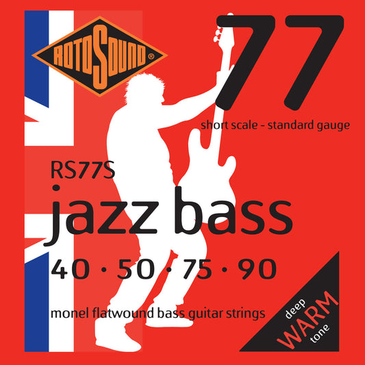Rotosound RS77S Jazz Bass 77 Standard Gauge Monel Flatwound Bass String Set | 40-90 | Short Scale