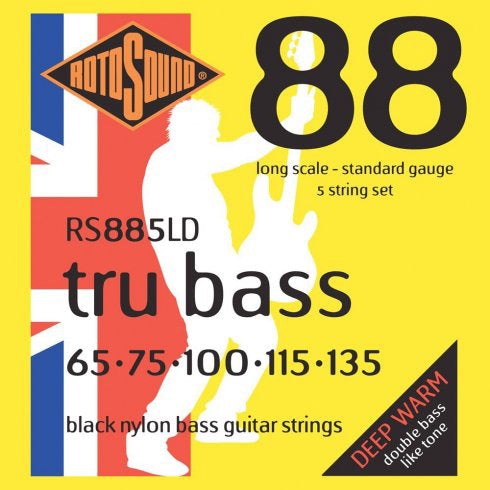 Rotosound RS885LD Tru Bass 88 Black Nylon Tapewound Standard Gauge Bass String Set 65-135 | 5-String