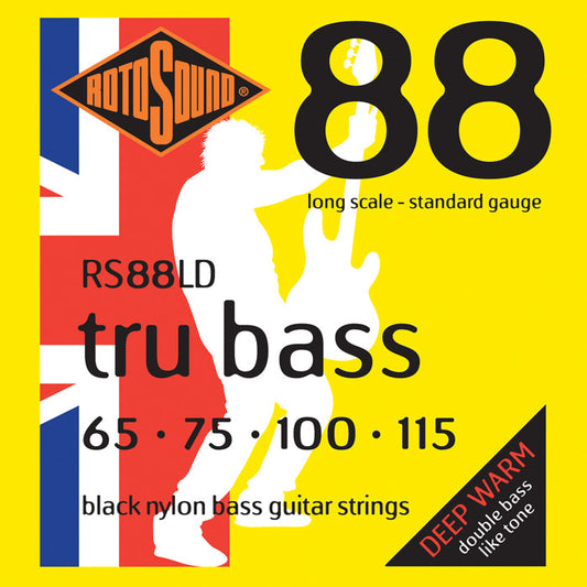 Rotosound RS88LD Tru Bass 88 Black Nylon Tapewound Standard Gauge Bass String Set 65-115