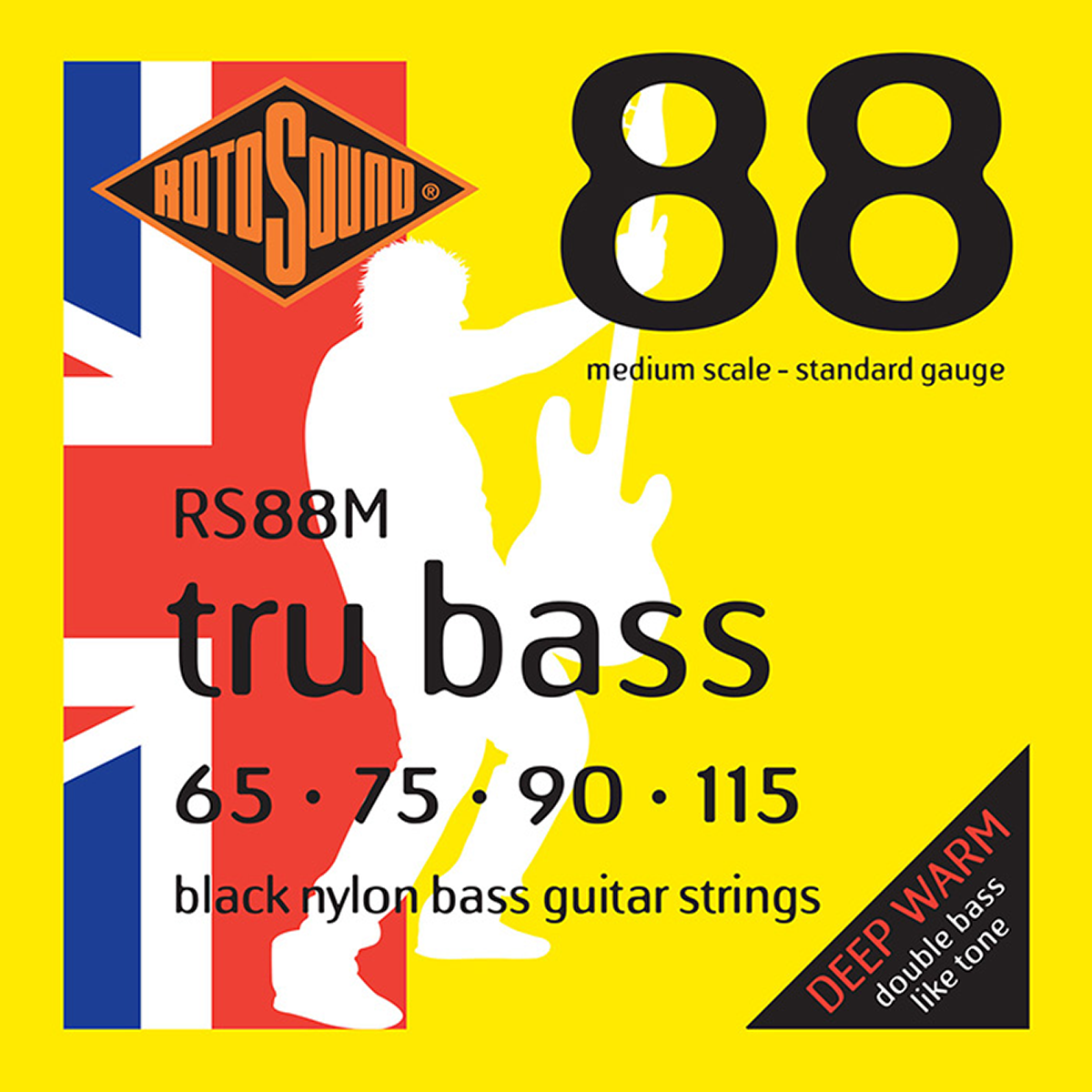 Rotosound RS88M Tru Bass 88 Black Nylon Tapewound Standard Gauge Bass String Set 65-115 | Medium Scale