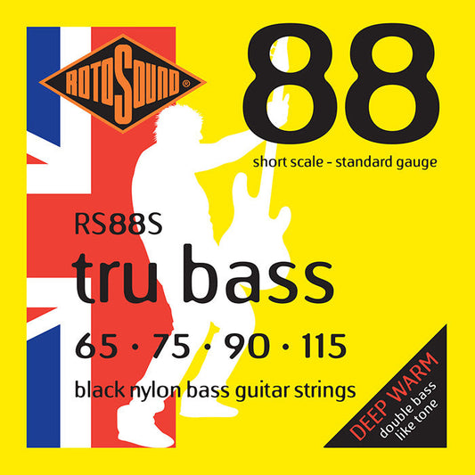 Rotosound RS88S Tru Bass 88 Black Nylon Tapewound Standard Gauge Bass String Set 65-115 | Short Scale