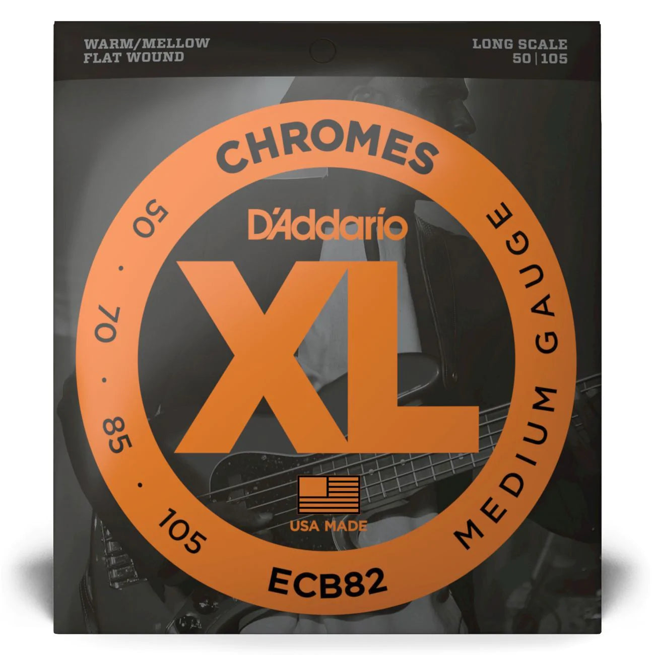 D'Addario ECB82 | Chromes Flatwound Bass Strings 50-105 Gauge | Medium