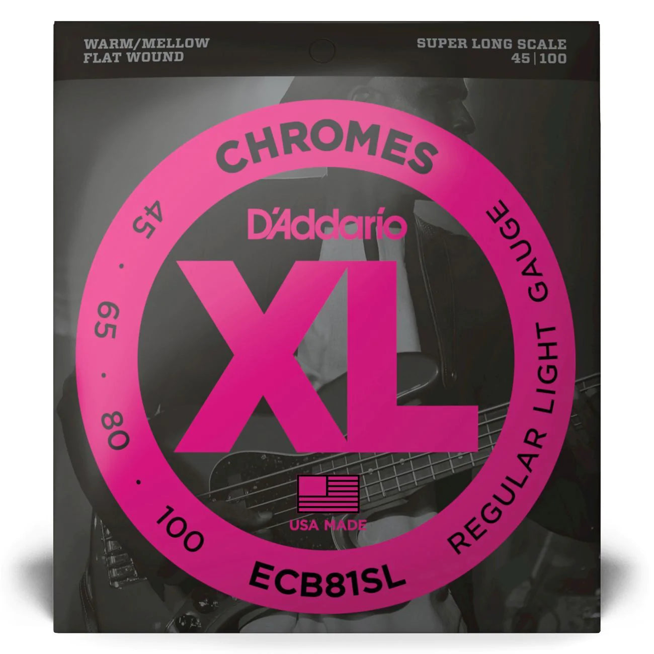 D'Addario ECB81SL | Chromes Flatwound Bass Strings 45-100 Gauge | Regular Light | Super Long Scale