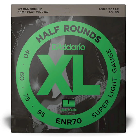 D'Addario ENR70 | XL Half Rounds Bass Strings 40-95 Gauge | Super Light