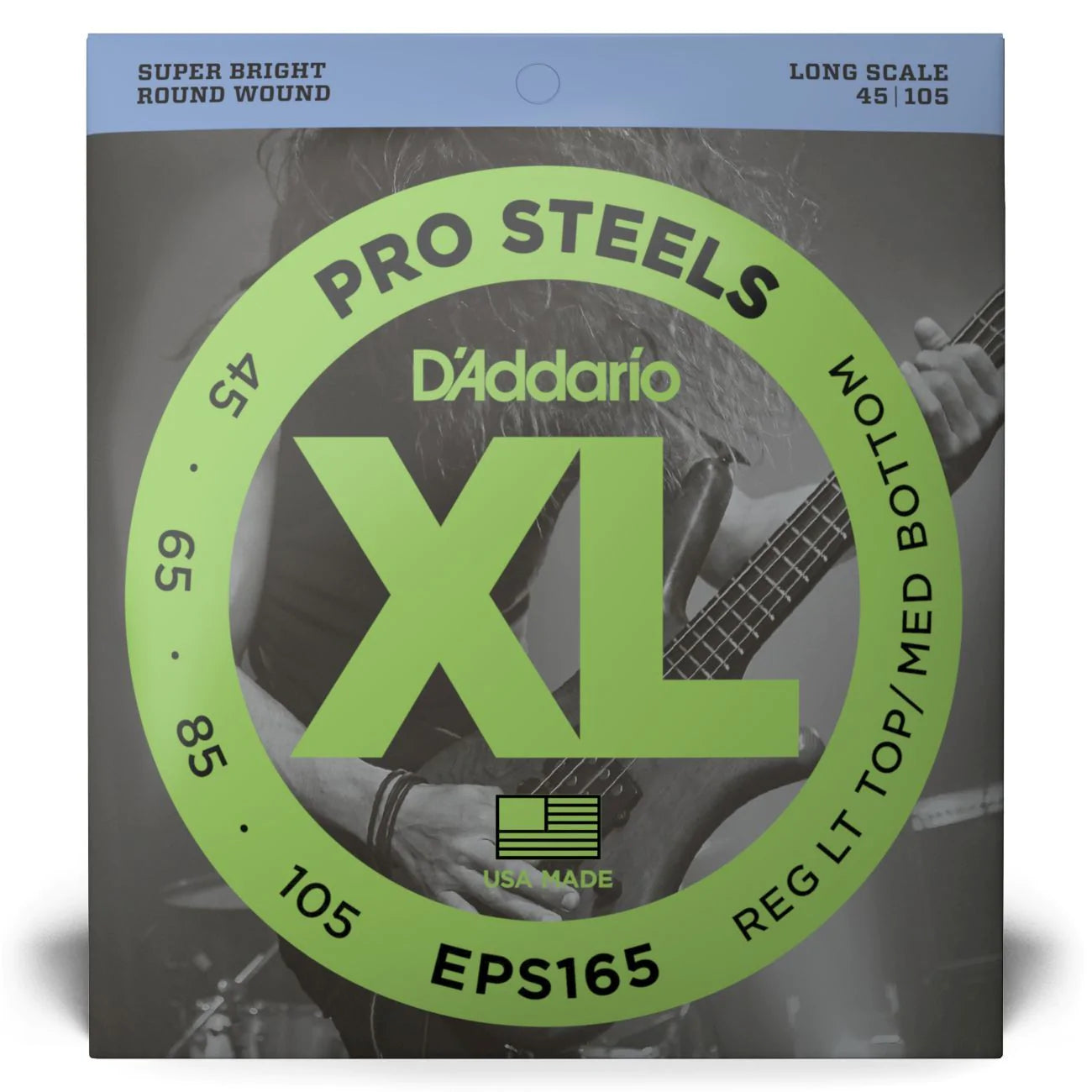 D'Addario EPS165 | XL ProSteels Bass Strings 45-105 Gauge | Custom Light