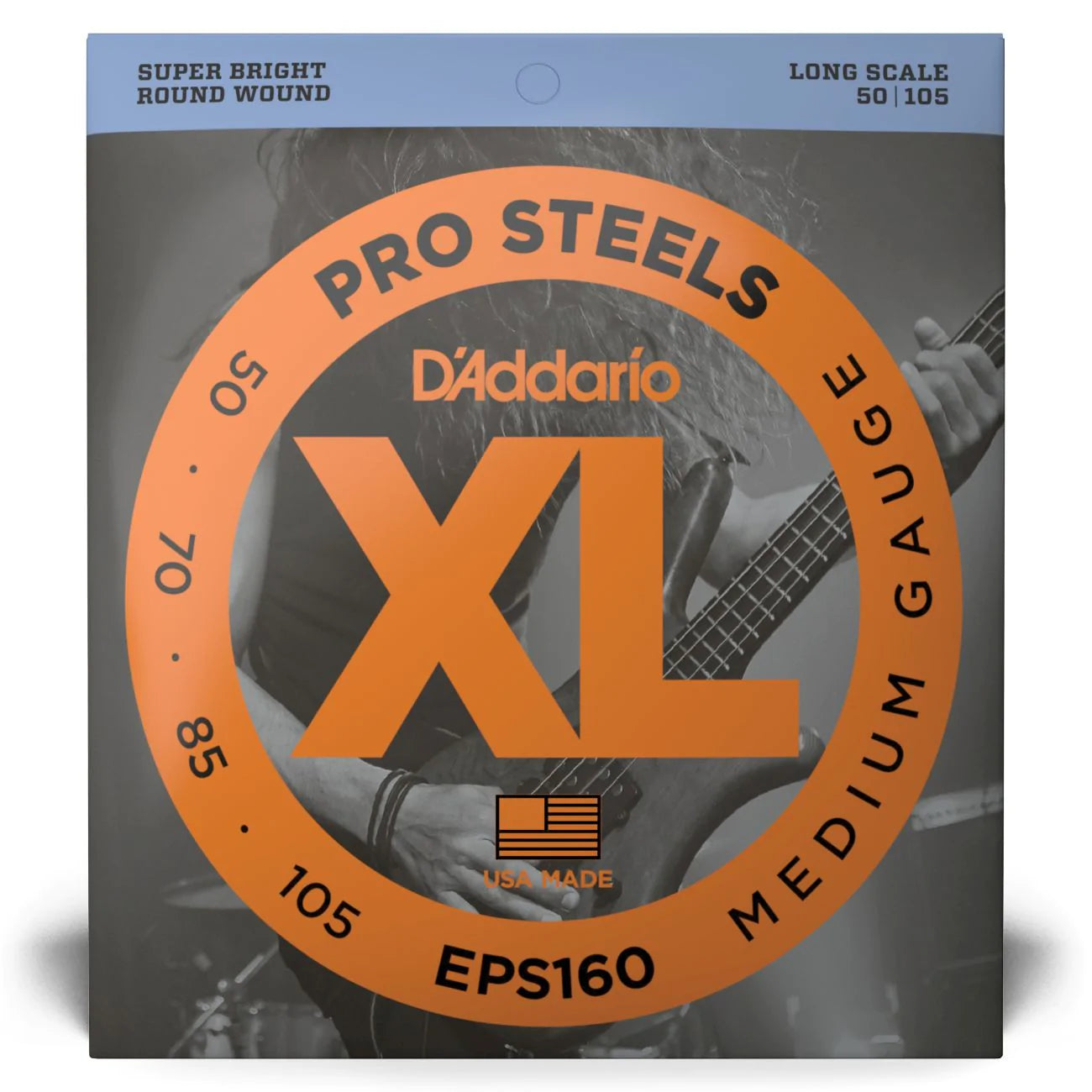 D'Addario EPS160 | XL ProSteels Bass Strings 50-105 Gauge | Medium