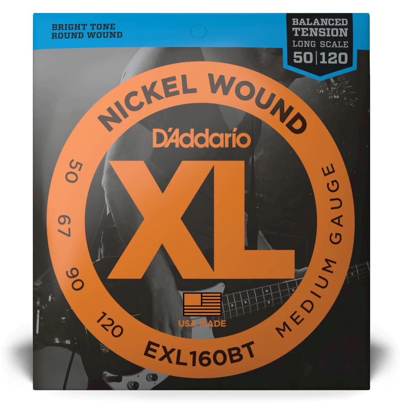 D'Addario EXL160BT | XL Nickel Wound Bass Strings 50-120 Gauge | Medium | Balanced Tension