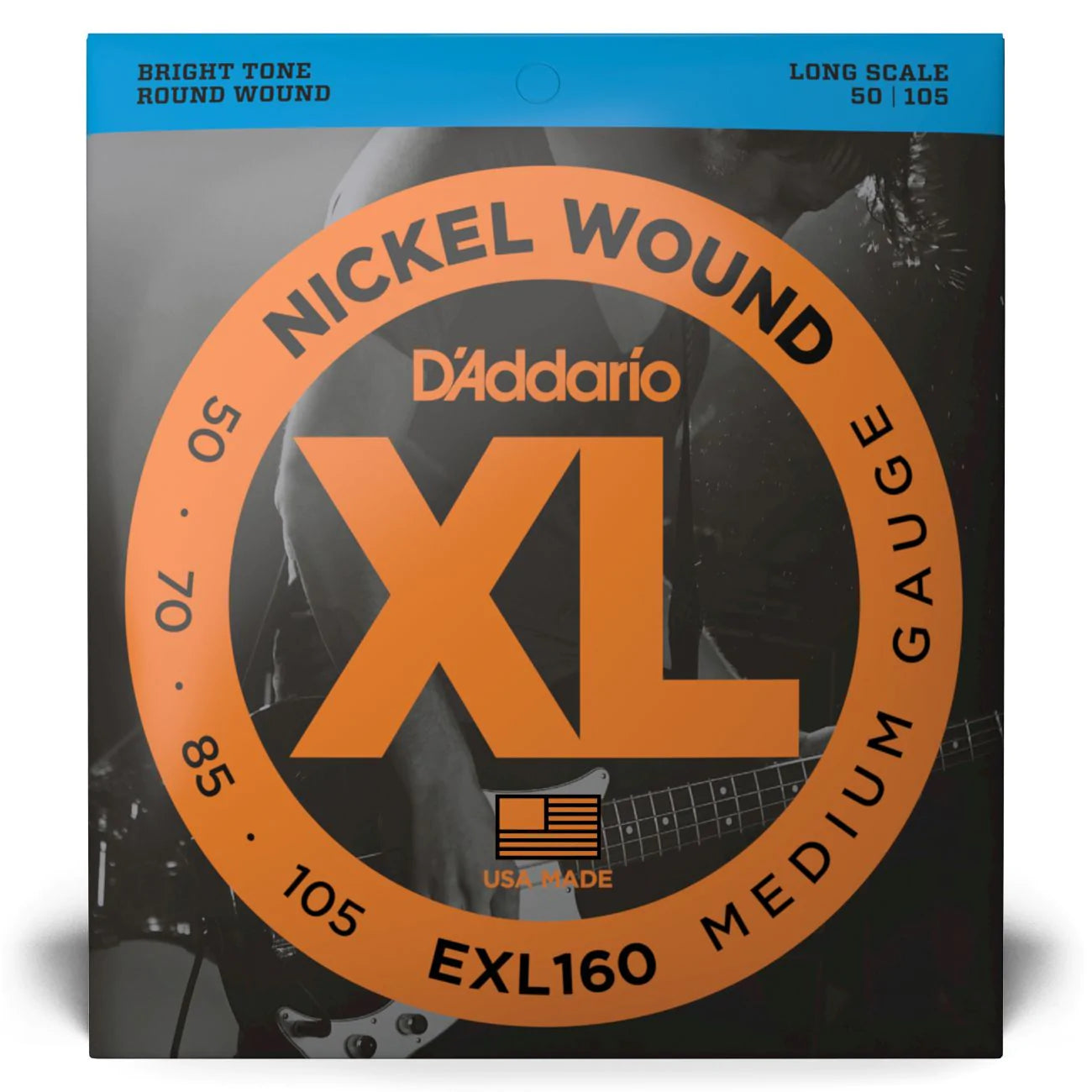 D'Addario EXL160 | XL Nickel Wound Bass Strings 50-105 Gauge | Medium