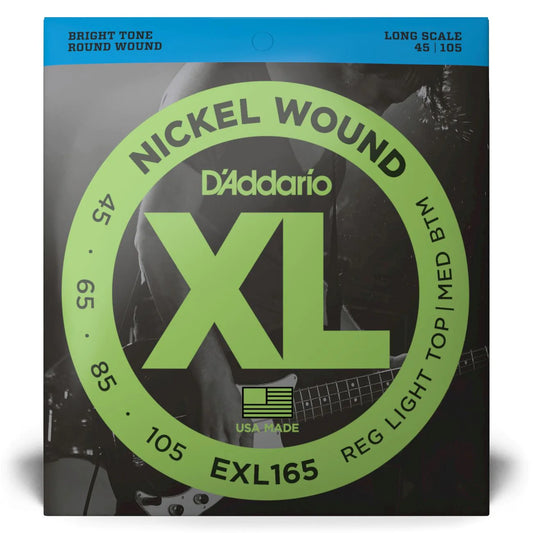 D'Addario EXL165 | XL Nickel Wound Bass Strings 45-105 Gauge | Custom Light