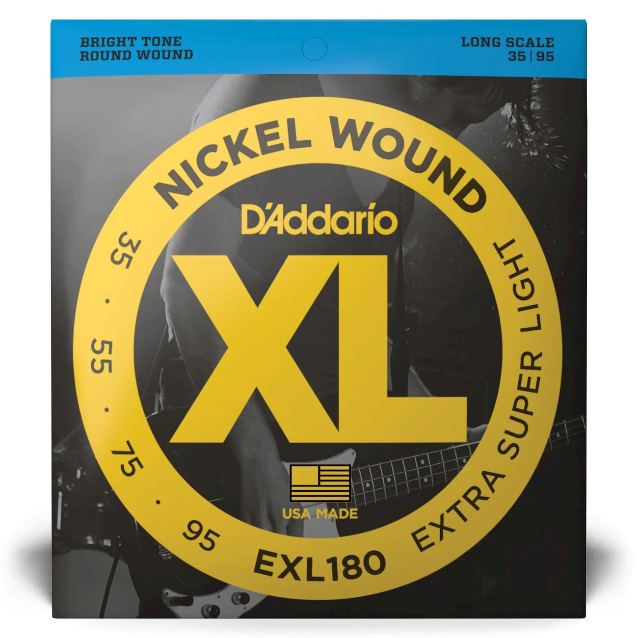D'Addario EXL180 | XL Nickel Wound Bass Strings 35-95 Gauge | Extra Super Light