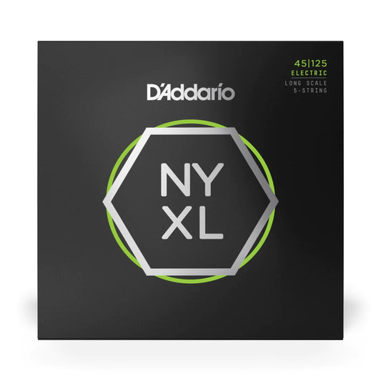 D'Addario NYXL45125 | NYXL Nickel Wound Bass Strings 45-125 Gauge | Light Top/Medium Bottom | 5-String