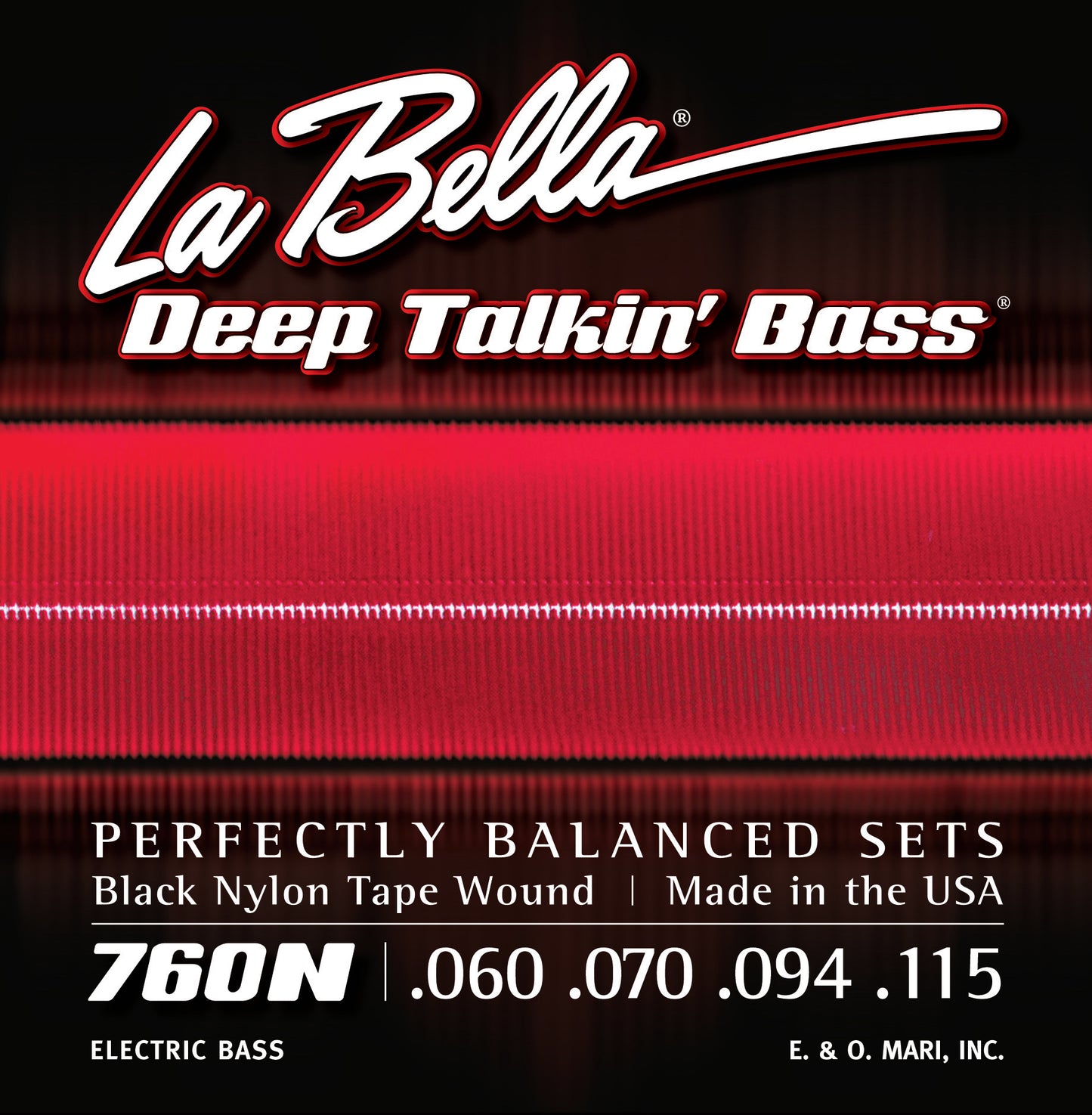 La Bella 760N DTB Black Nylon Tape Bass Strings - Standard 60-115