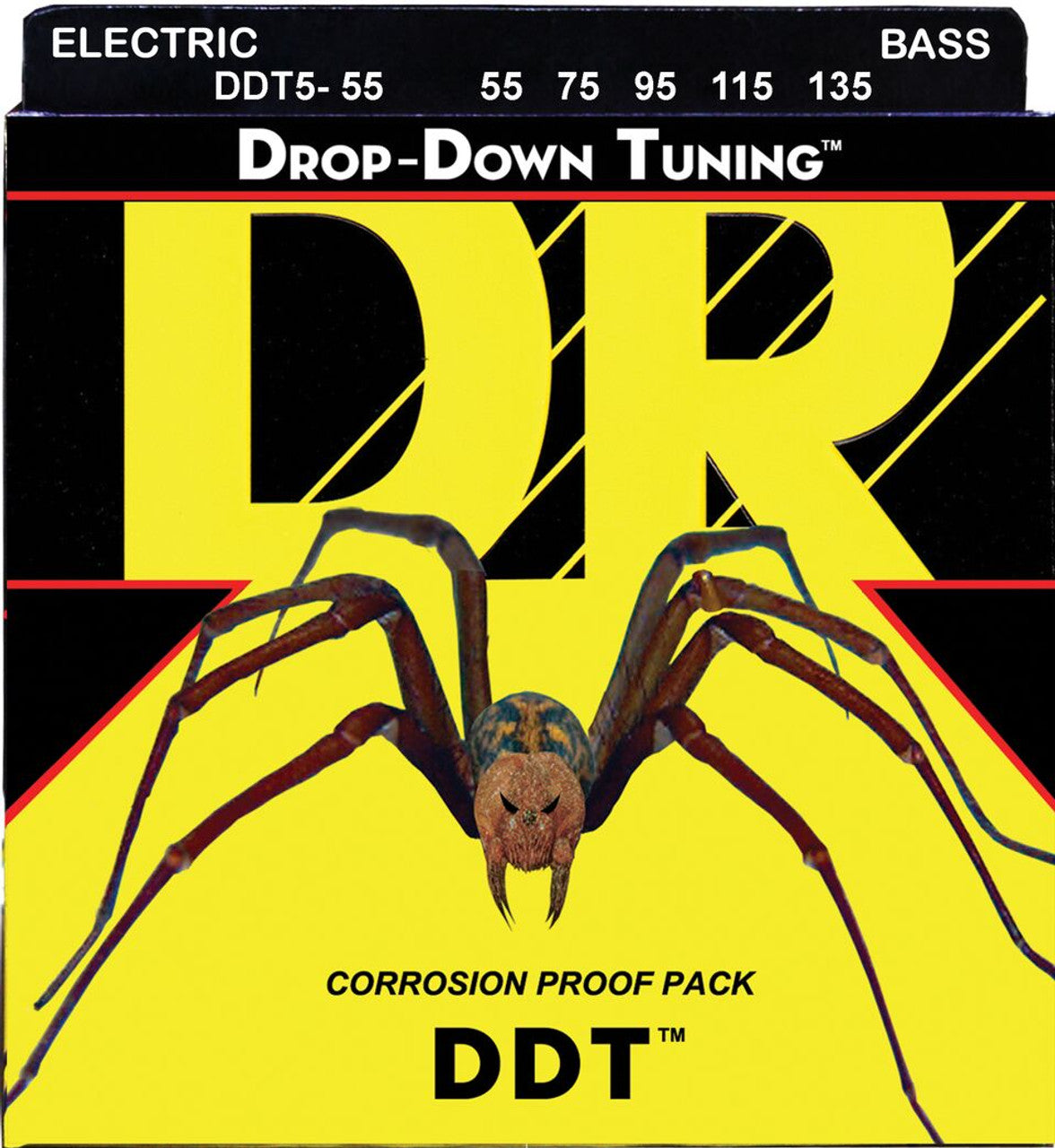 DR DDT™ Drop Down Tuning Coated Bass Strings 55-135 Gauge | Extra Heavy | 5-String