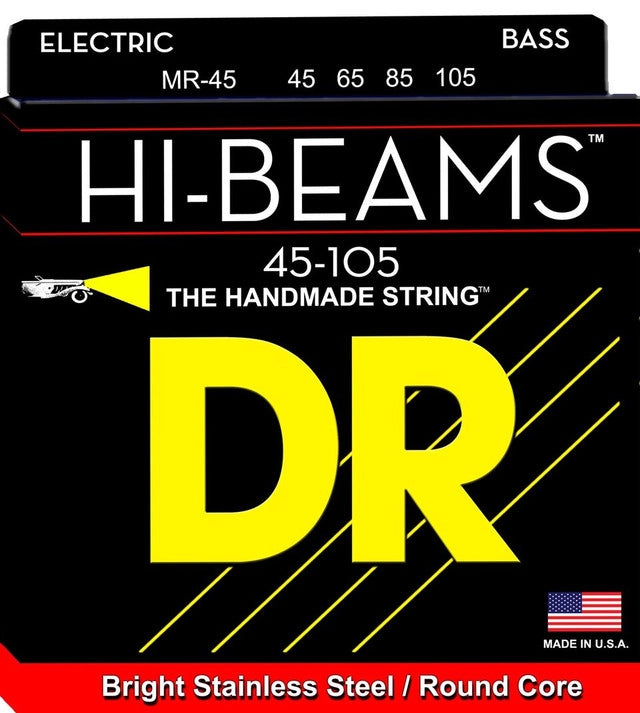 DR Hi-Beams Bright Stainless Steel Bass Strings 45-105 Gauge | Medium