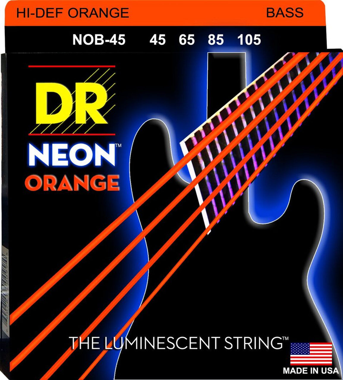 DR Neon™ Hi-Def Orange Strings 45-105 Gauge | Medium