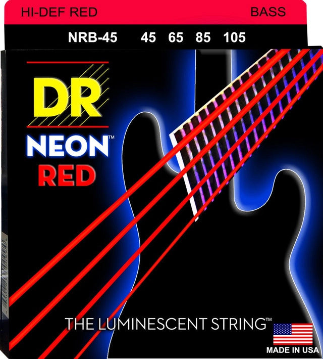 DR Neon™ Hi-Def Red Bass Strings 45-105 Gauge | Medium