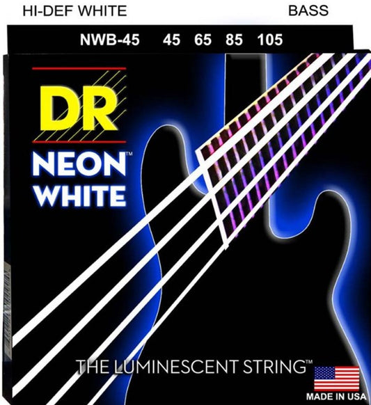 DR Neon™ Hi-Def White Bass Strings 45-105 Gauge | Medium