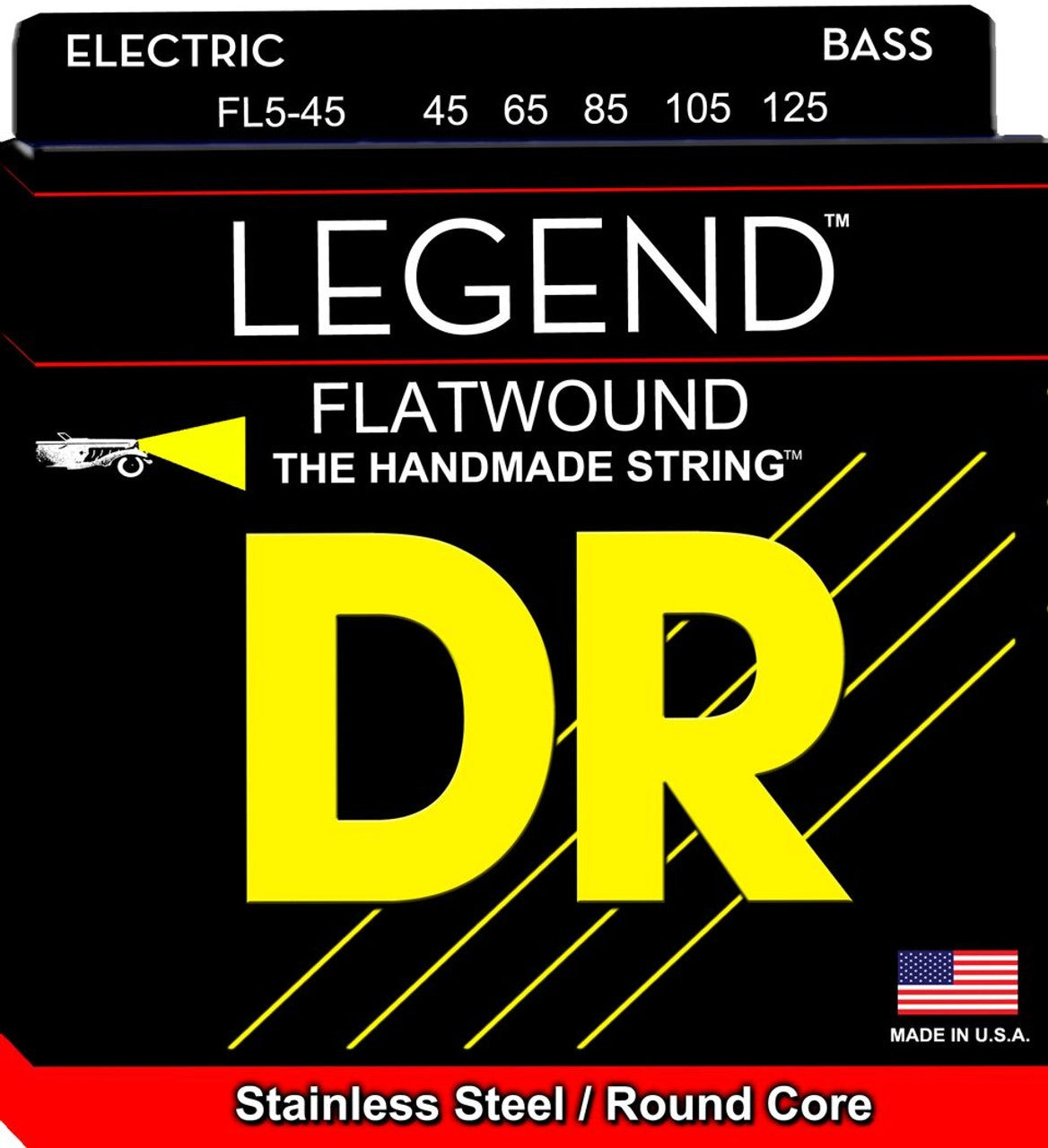 DR Legend Polished Flatwound Stainless Steel Bass Strings 45-125 Gauge | Medium | 5-String