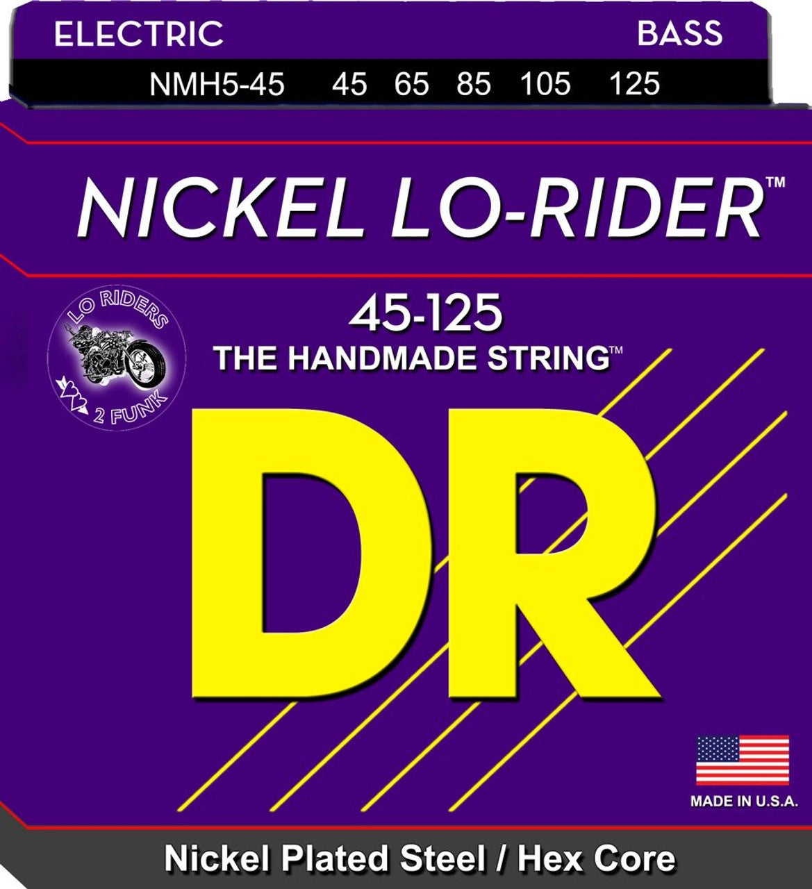 DR Lo-Rider Nickel Platedl Bass Strings 45-125 Gauge | Medium | 5-String