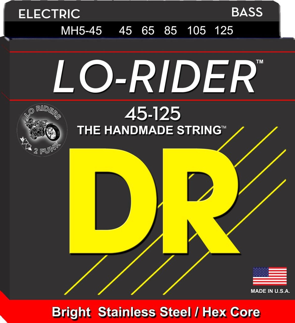 DR Lo-Rider Stainless Steel Bass Strings 30-125 Gauge | Medium | 6-String