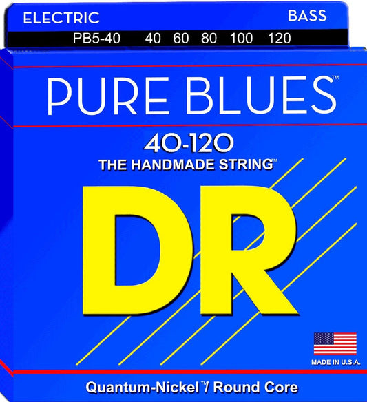 DR Pure Blues Quantum Nickel Bass Strings 40-120 Gauge | Light | 5-String