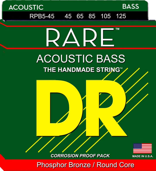 DR Rare Phosphor Bronze Acoustic Bass Strings 45-125 Gauge | Medium | 5-String